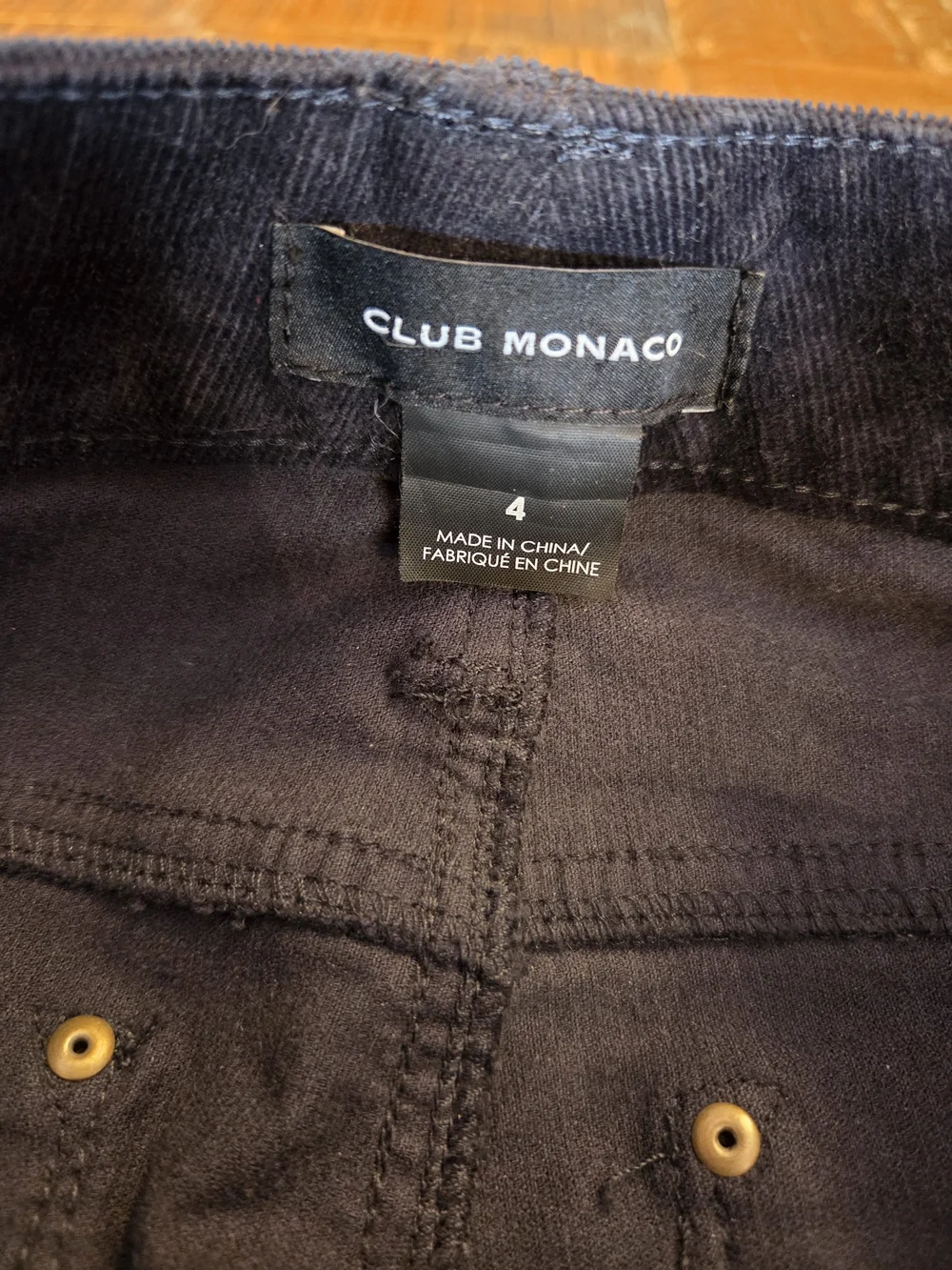 Club Monaco High-Rise Slim Corduroy Pants Size 4 Black